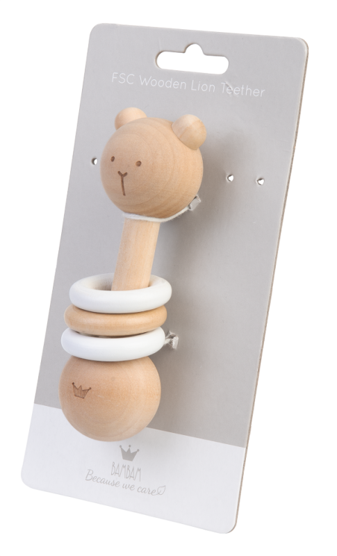 Rassel Bär aus Holz 12 cm
